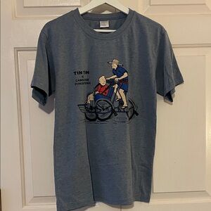 Tin Tin Graphic Crewneck T-Shirt - Blue Cambodia Snowy